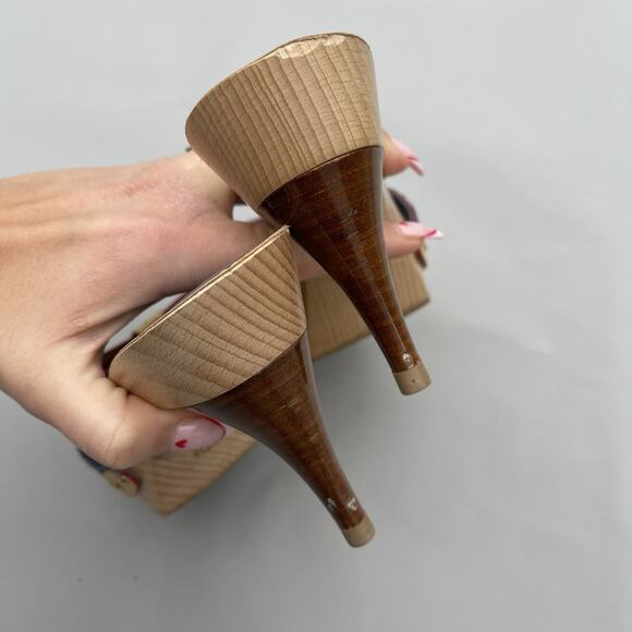 LOUIS VUITTOM Blue Monogram Denim Bow Platform Slide Mules, Size 37.5 US 7 - Picture 6 of 13